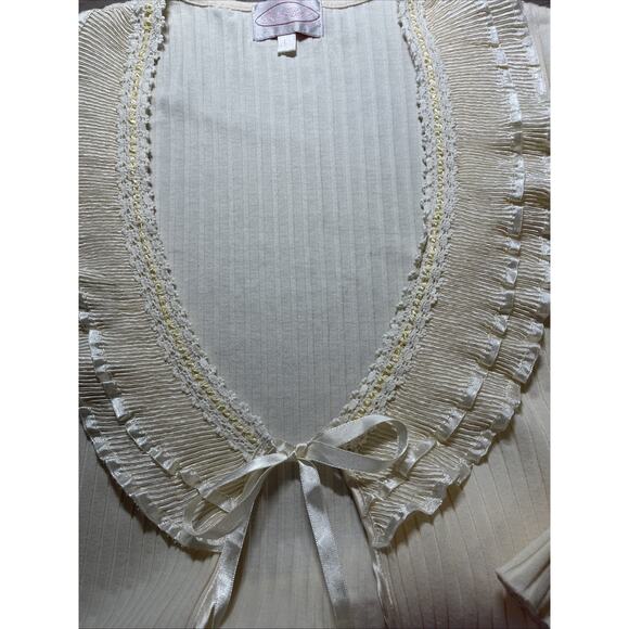 Bed Of Roses Cotton Blend Pleated Large Collar Robe Womens Size L Feminine Sexy - Picture 7 of 9